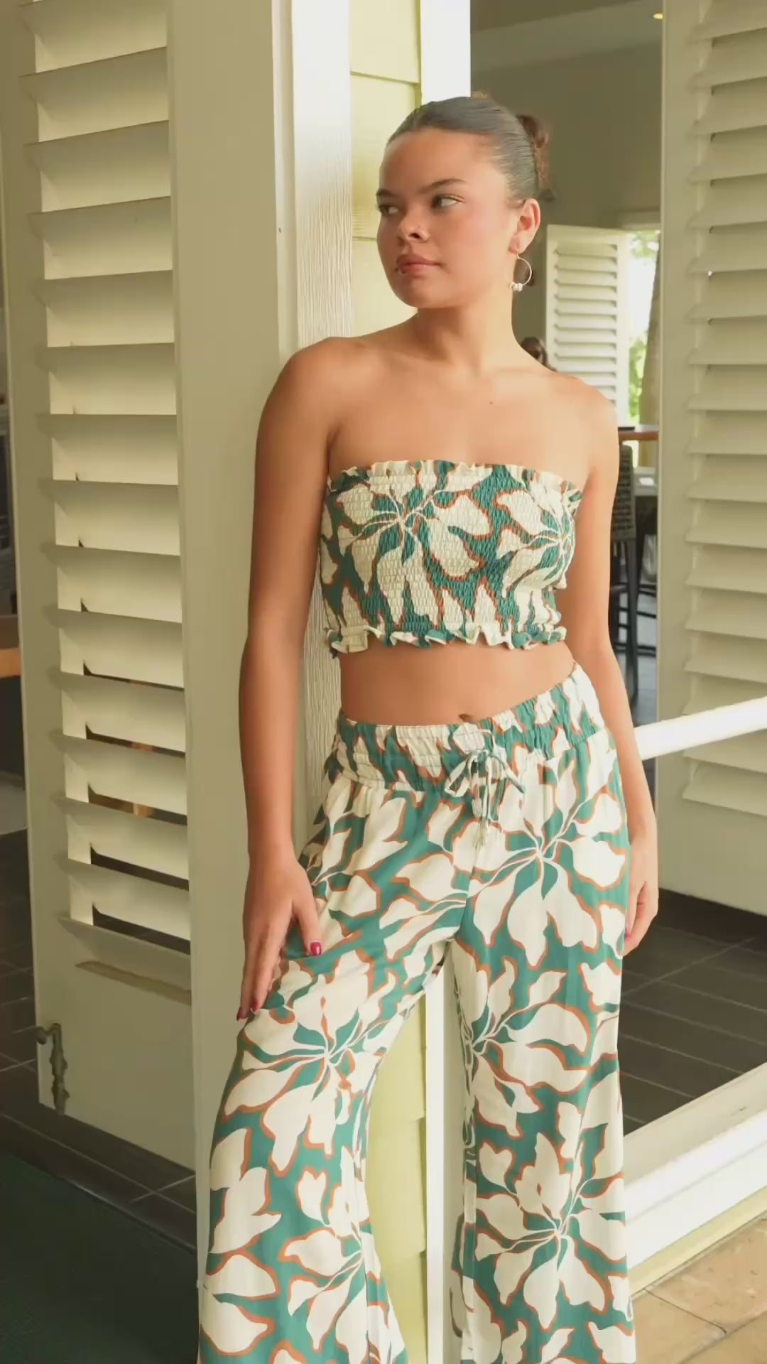 Yara Bandeau Top - Bloomtide Petrol